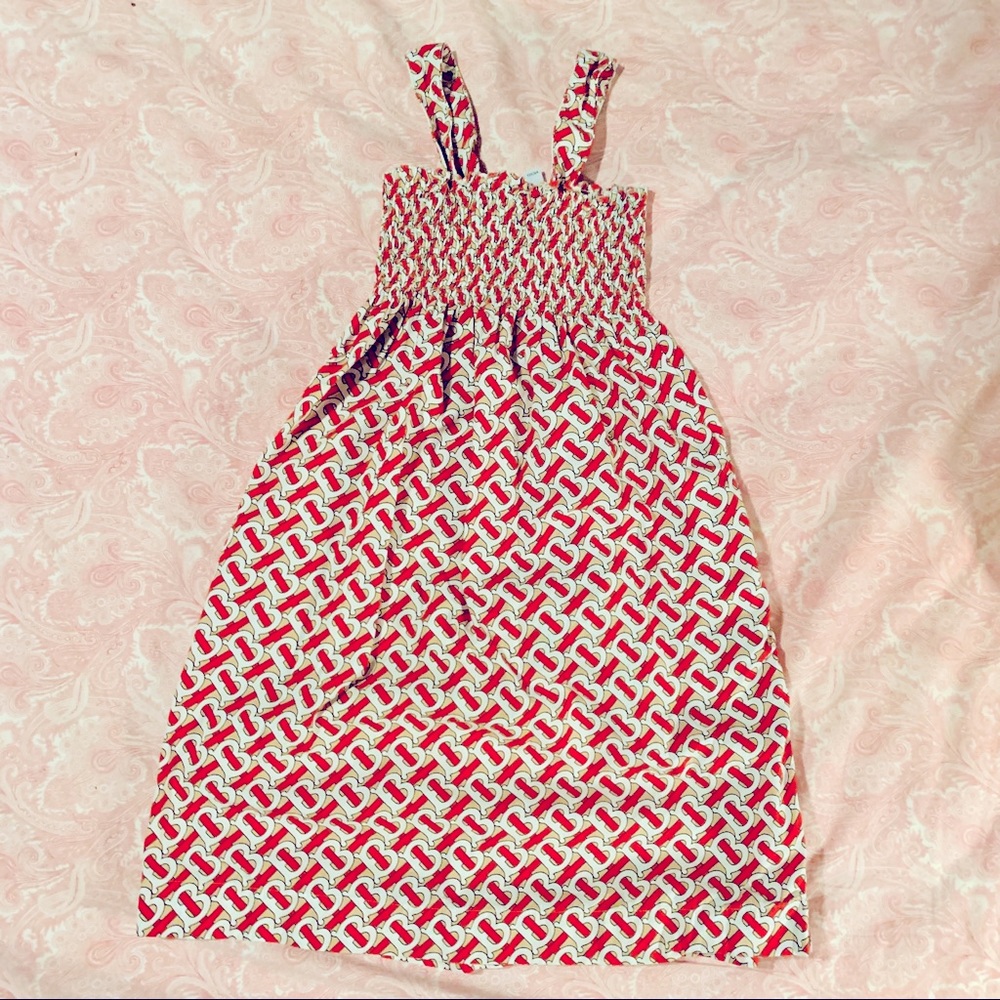 Burberry Girl’s Dress Red Khaki Cotton Pattern 8Y